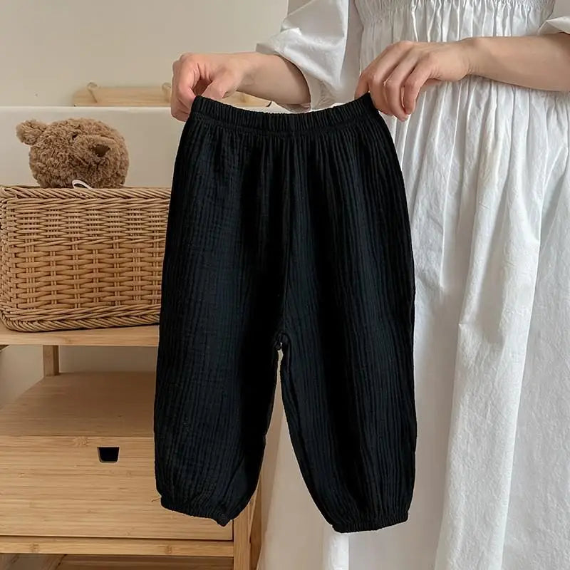 Children's Anti-Mosquito Summer Harem Pants - Lightweight Breathable Ankle-Length Casual Trousers with Elastic Waist (4-6 Years)