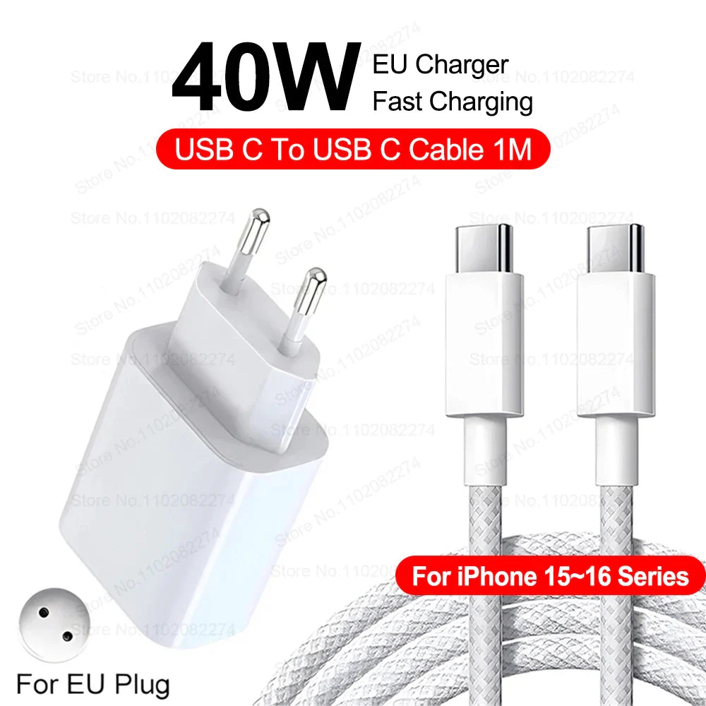 40W USB-C Fast Charger for iPhone - PD Quick Charge Power Adapter with 1 USB-C Port