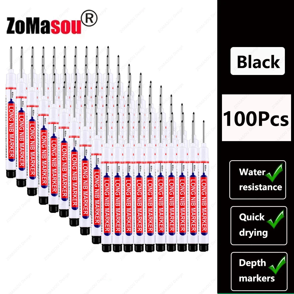 20mm Long-Head Deep Hole Marker Pens - Waterproof Fast-Dry Oil Markers for Wood, Metal & Glass (Red/Black/Blue/Green)