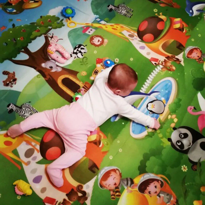 Double-Sided Baby Play Mat 71 x 47 in (180 x 120 cm) – EVA Foam Toddler Crawling Rug, Educational Animal Pattern, Waterproof Soft Floor