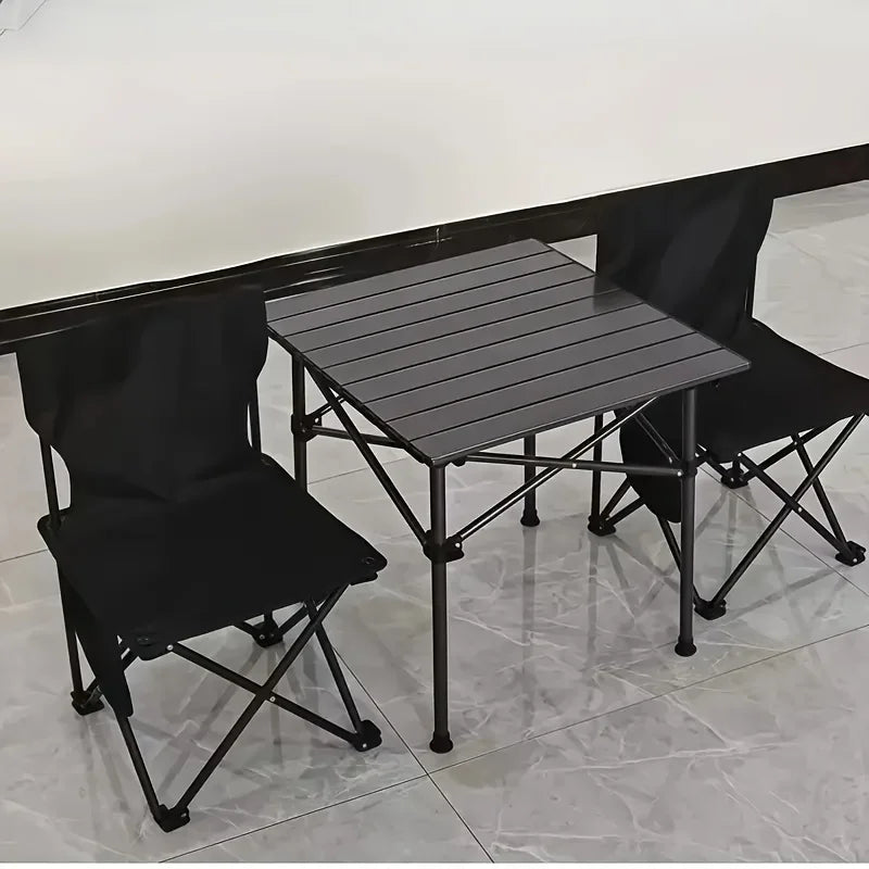 Portable Stainless Steel Folding Camping Table - Compact Thickened Outdoor BBQ Picnic Table