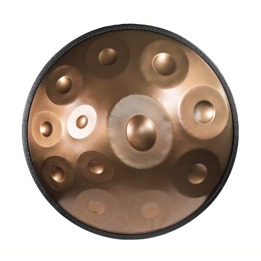 D Minor Kurd Handpan Drum – 22 in (56 cm) Steel Hand Drum, 9/10/12-Note 440Hz with Mallets & Woven Rattan Edge