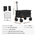 Collapsible Folding Wagon Cart — All-Terrain Beach & Camping Utility Wagon with Drink Holder & Storage Pockets