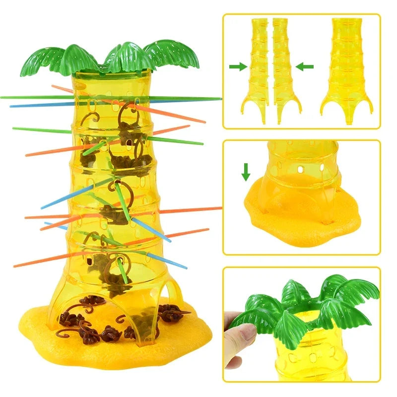 Tumbling Monkeys Family Tabletop Game - Roll & Rescue Climbing Monkeys, 2-4 Players, 30 Monkeys & Colored Sticks