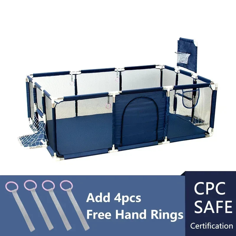 Baby Playpen & Ball Pit Play Yard – Thick Steel Pipe Kids Activity Fence, 107 x 231 x 128 cm (42 x 91 x 50 in) or 107 x 128 x 128 cm (42 x 50 x 50 in)