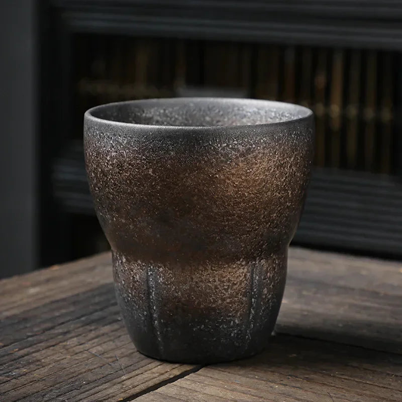 Japanese Style Rough Pottery Espresso & Gongfu Tea Cup Retro Ceramic Mug for Office and Home