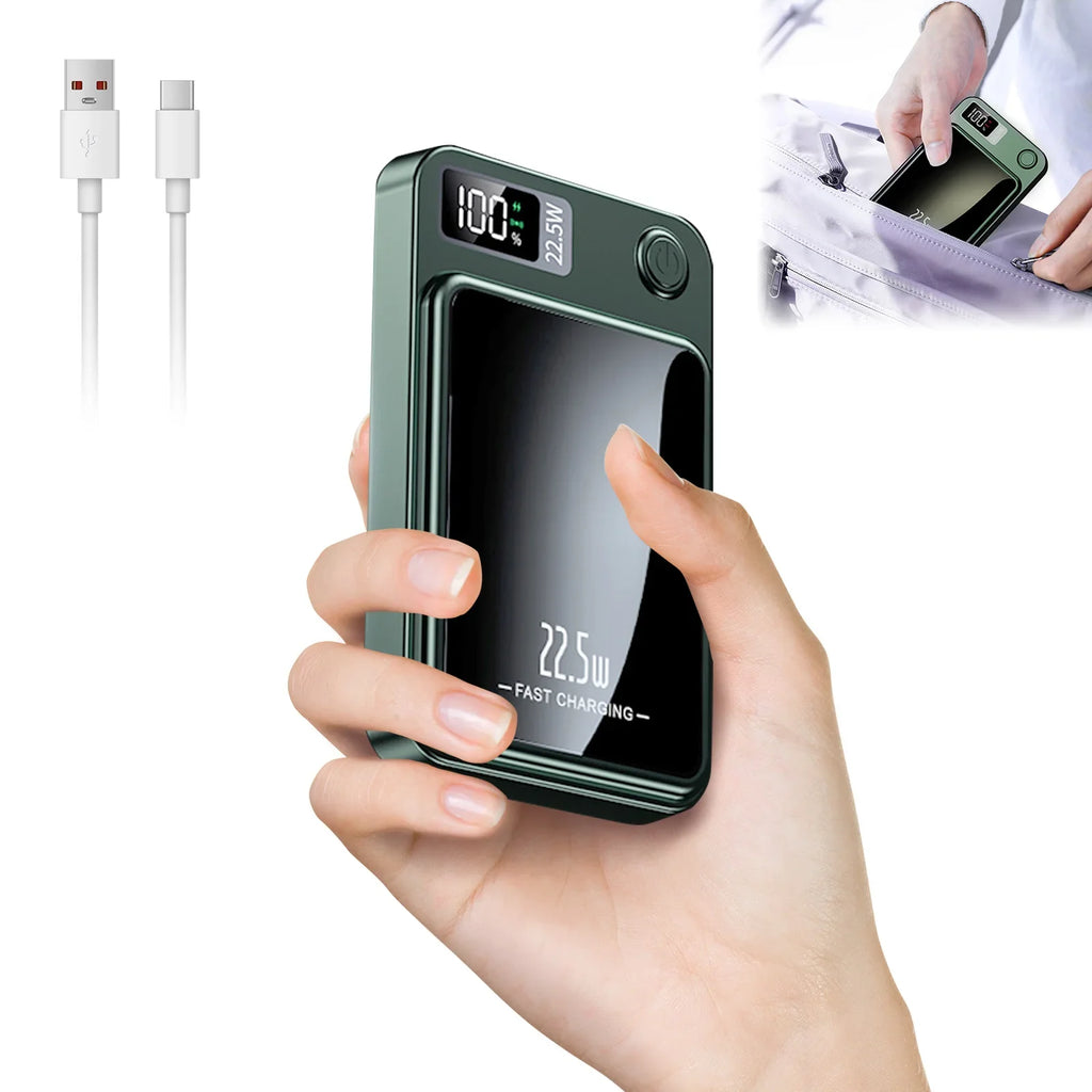 10000mAh Magnetic Wireless Power Bank PD 22.5W Fast Charge Portable Charger with Digital Display & Dual USB