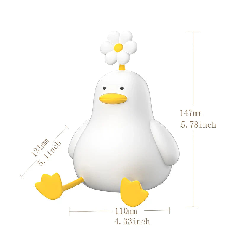 Cute Duck LED Night Light USB Rechargeable Silicone Touch Lamp for Kids Bedside Adjustable Brightness Birthday Gift