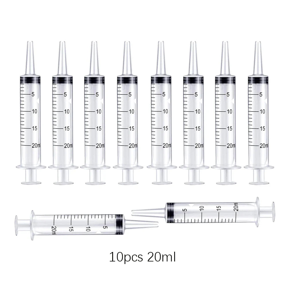 20ml Reusable Plastic Measuring Syringe Pack (5/10/20/30) - Hydroponics Nutrient, Oil Pump & Pet Medicine Feeder
