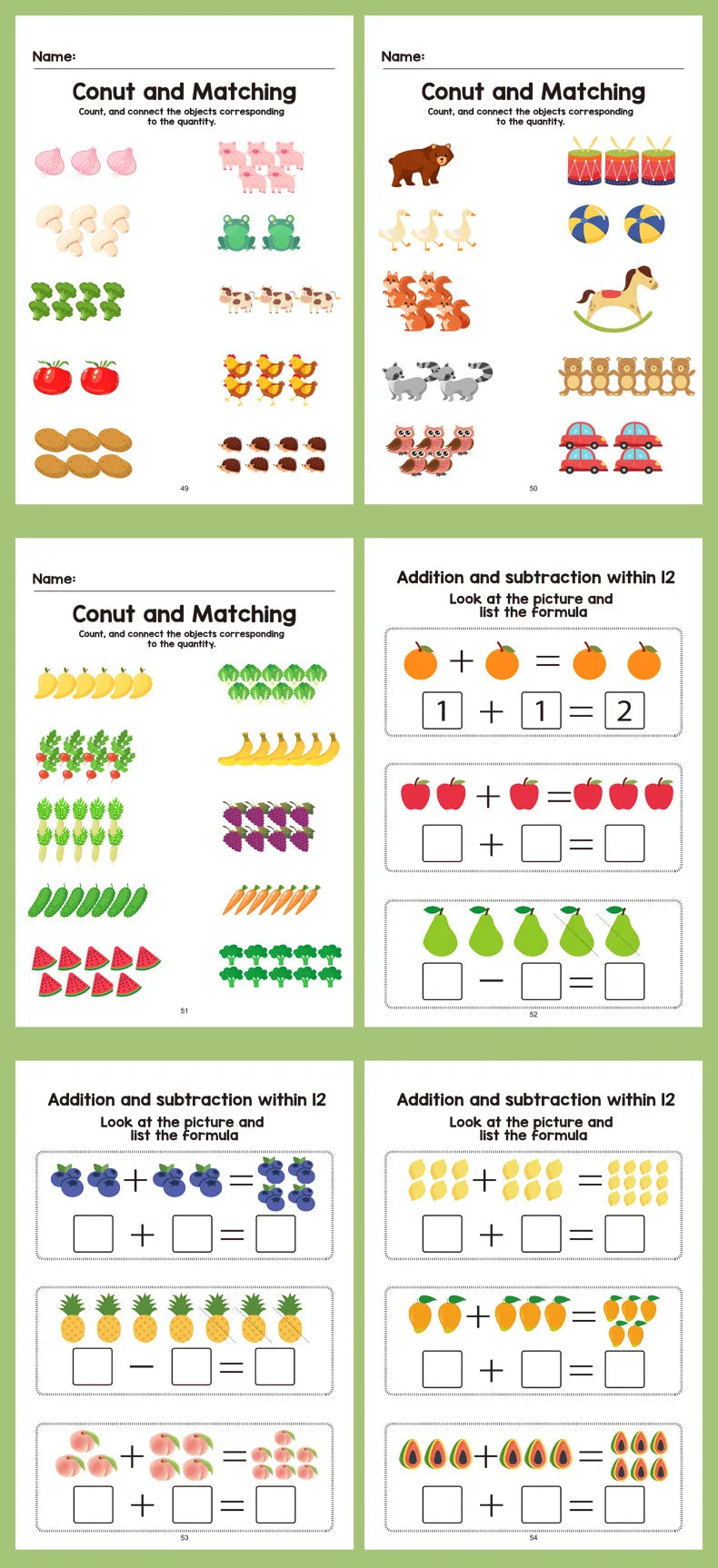 Interactive Math Workbook for Preschool & 1st Grade - Counting, Addition & Subtraction Within 10, Number Relationships, Visual Learning Activities for Home and Classroom