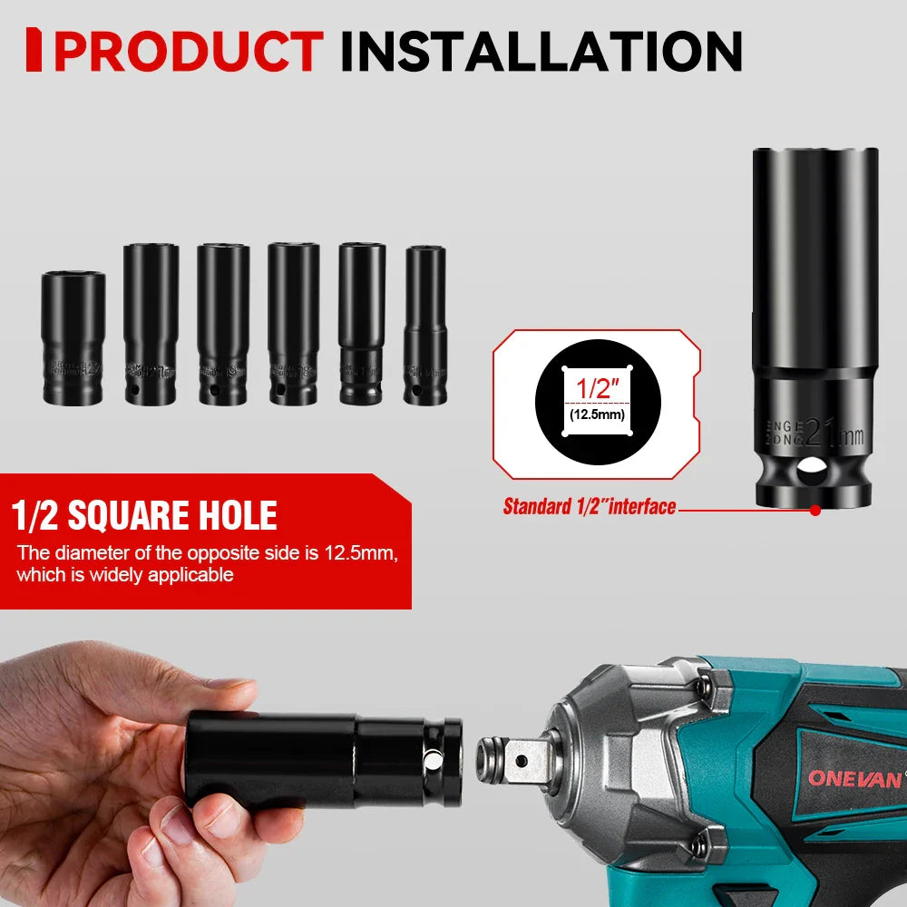 Brushless Cordless Impact Wrench 1200 N·m 1/2 inch (12.7 mm) 3-Function 18V Portable Electric Torque Wrench