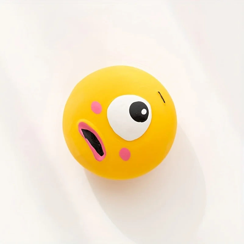 Cartoon Big Eye Squeaky Rubber Dog Ball – Durable Interactive Chew Toy for Dogs
