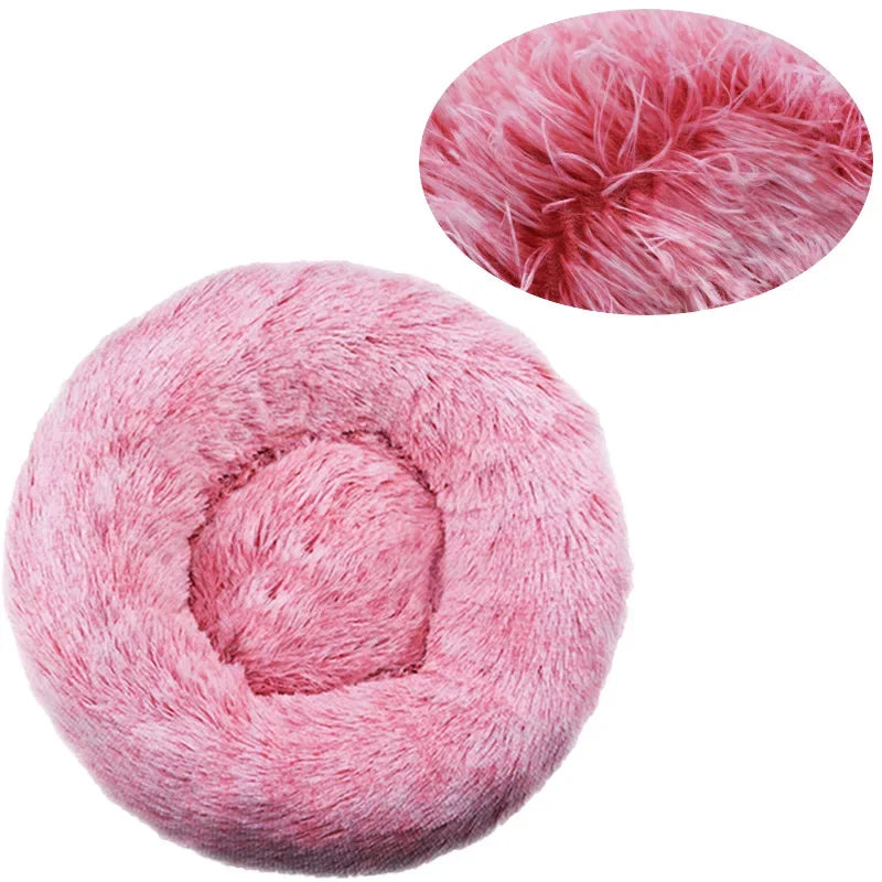 Calming Plush Pet Bed for Dogs & Cats - Corduroy Fleece Bolster, Non-Slip Waterproof Bottom, Multiple Sizes (15.7–35.4 in / 40–90 cm)
