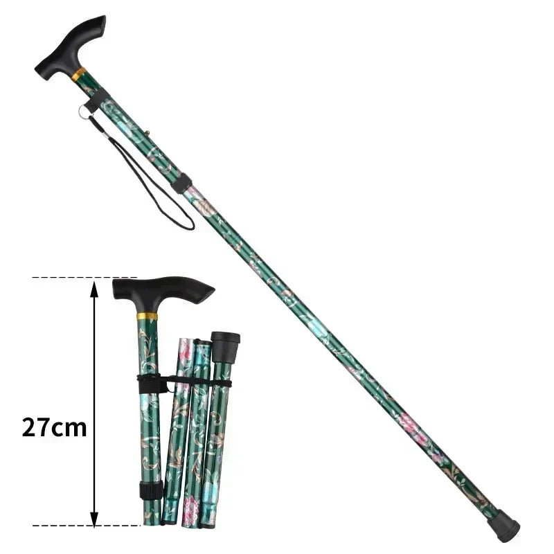 Adjustable Telescopic Trekking Poles — 5-Section Folding Hiking & Walking Stick with T-Handle and Rubber Tip, 82–92 cm (32–36 in)