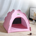 Foldable Cat & Small Dog Tent Bed — Portable Breathable Plush Pet House with Summer Cooling Mat