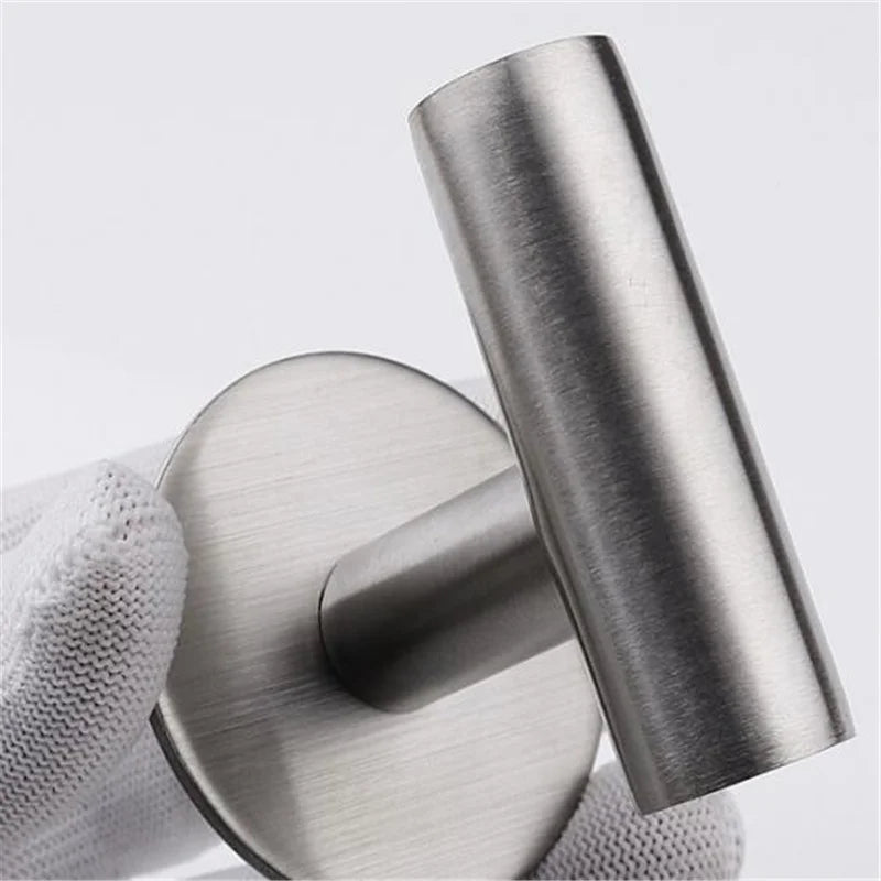 Stainless Steel Bathroom Hardware Set - Towel Rack, Toilet Paper Holder & Hook (Polished Silver)