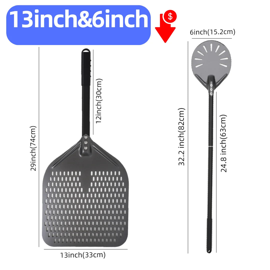 Hard-Anodized Aluminum Pizza Peel 6, 12, 13 and 14 Inch (15, 30, 33, 35.5 cm) Bread Paddle Oven Spatula