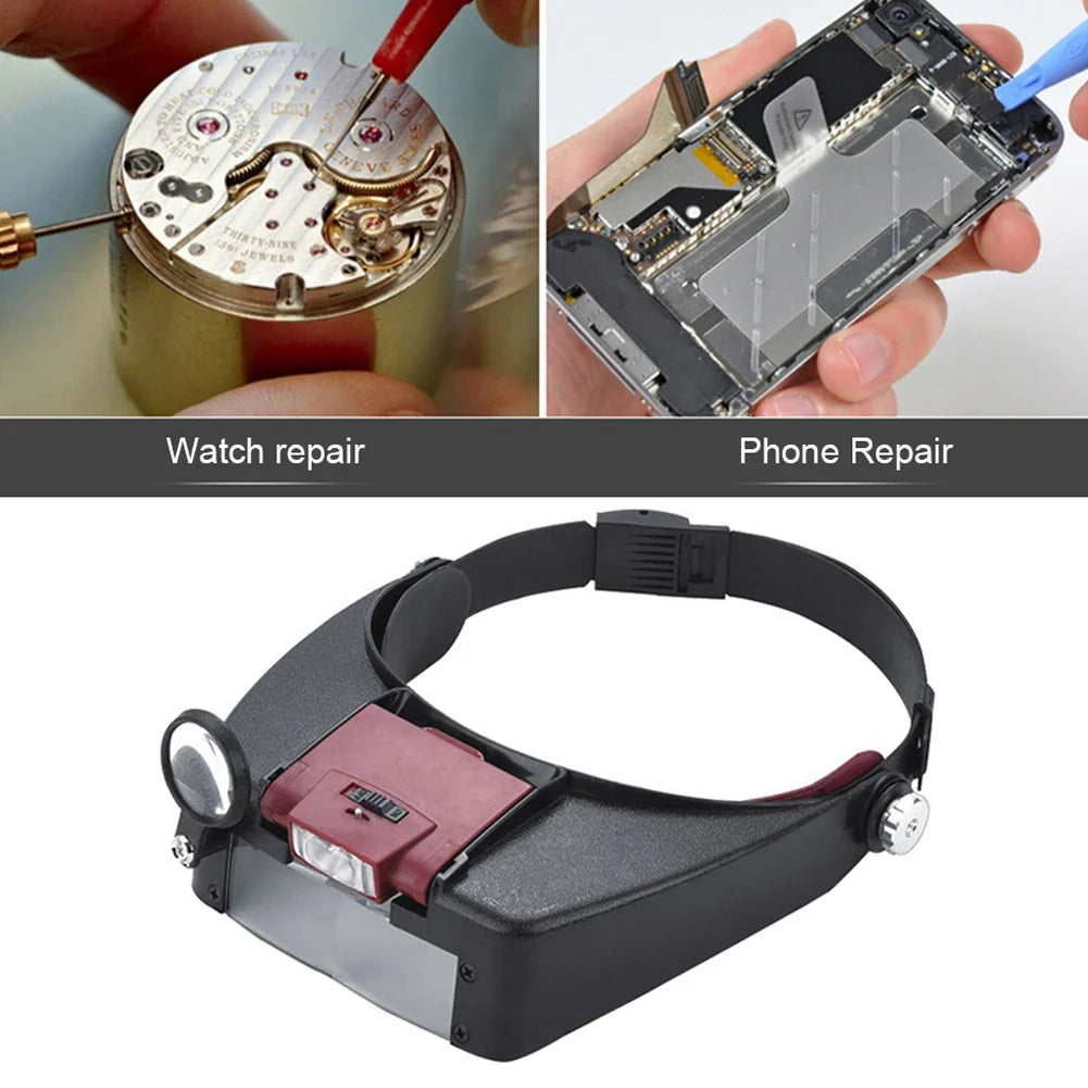 Headband LED Magnifying Glasses 10X Illuminated Adjustable Loupe for Jewelry & Watch Repair