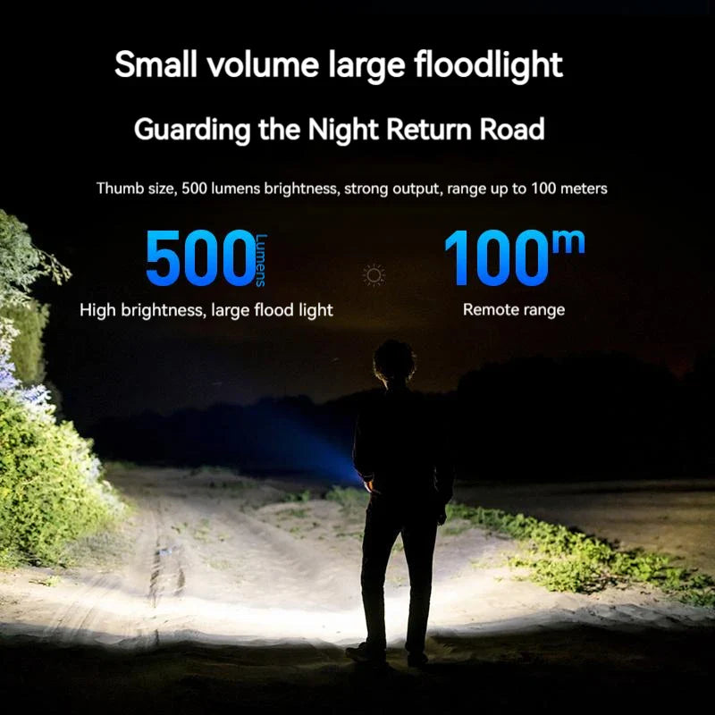 Mini Rechargeable EDC Keychain Flashlight — LED USB-C Portable Camping Lamp with UV, SOS & Waterproof