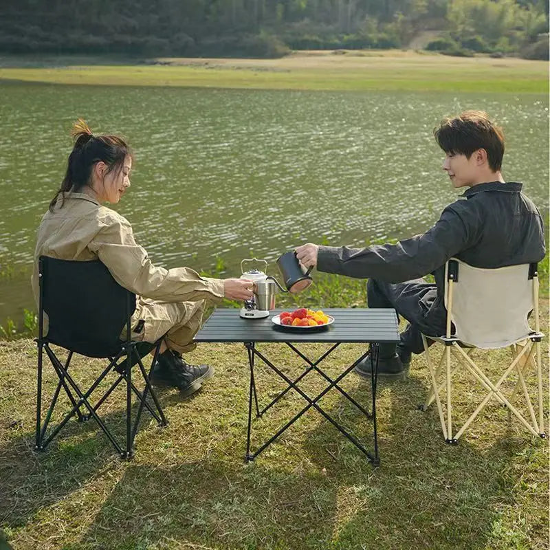 Portable Folding Camping Table and Chairs Set Egg Roll Picnic Table for Outdoor, Beach and Tailgating