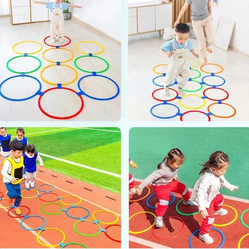 Kids Outdoor Agility Jump Ring Set 10 Hoops 10 Connectors 28/35 cm (11 in / 13.8 in) Physical Training Toy