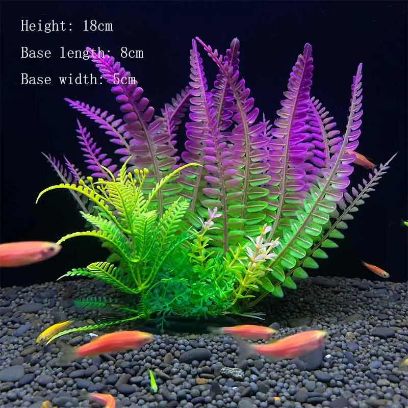Artificial Aquarium Plants – Plastic Underwater Green Shrubs with Resin Base, Fish Tank Decoration