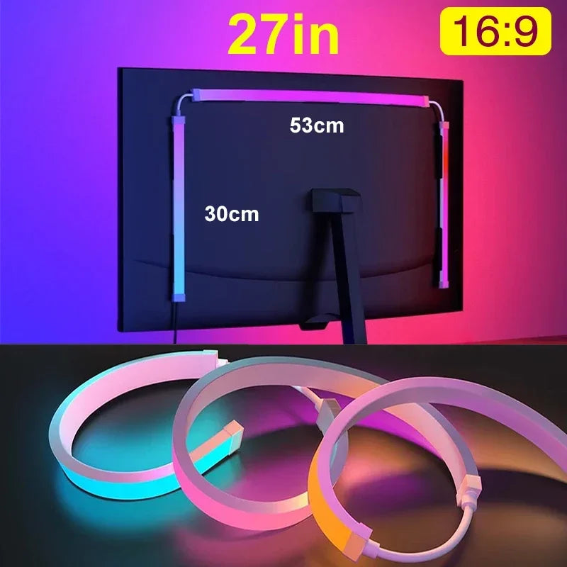 USB RGB LED Backlight Strip for Monitors – Ambilight Sync PC Gaming Ambient Light, Fits 24–34 in (61–86 cm)