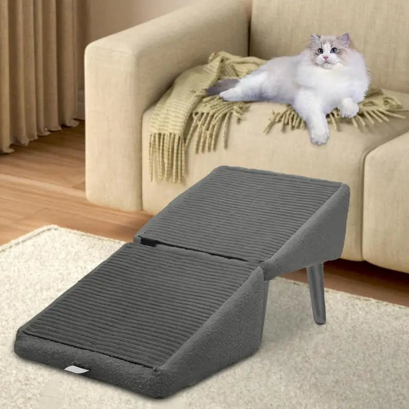 Foldable Dog Ramp & Stairs for Bed Anti-Slip Pet Ramp Puppy Ladder Convertible Footstool for Dogs and Cats