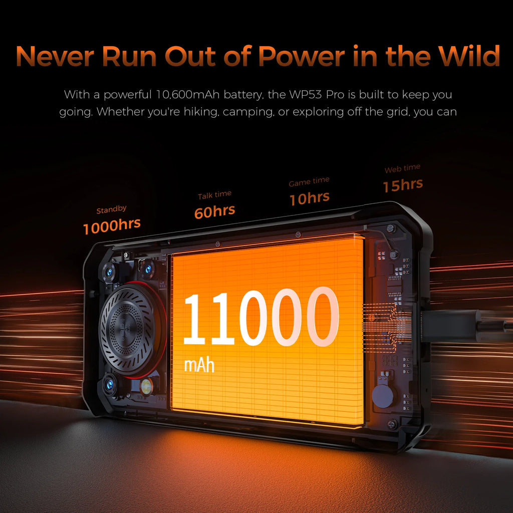 Rugged Android Smartphone 24GB+256GB | 11000mAh Battery | Android 15 | 6.52" (16.6 cm) HD | 50MP Dual Rear Camera