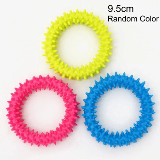 Bite-Resistant Rubber Spiked Dog Chew Toy for Small Dogs — Teeth Cleaning Squeaky Training Toy (1-Pack)