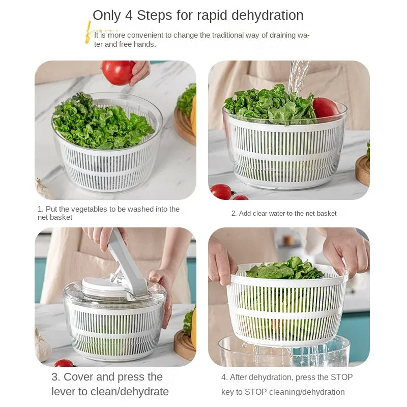 Press-Spin Salad Spinner & Vegetable Dryer - Salad Washer and Dehydrator (21 x 16 x 15 cm / 8.3 x 6.3 x 5.9 in)