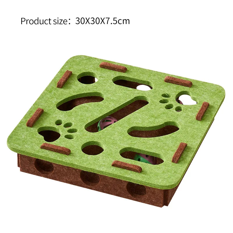 Interactive Cat Puzzle Toy Felt Maze Tunnel with Bell Ball Indoor Cat Enrichment Toy