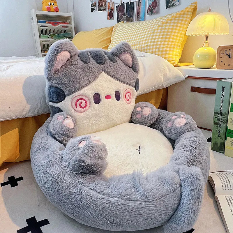 Toddler Convertible Sofa Bed Plush Kids Armchair with Removable Washable Cover for Nursery & Playroom, Gray/Black/White