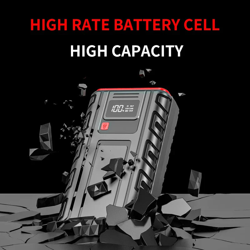 12V Car Jump Starter Power Bank – Up to 2000A Peak, 10,400–20,000mAh Portable with USB & SOS Light