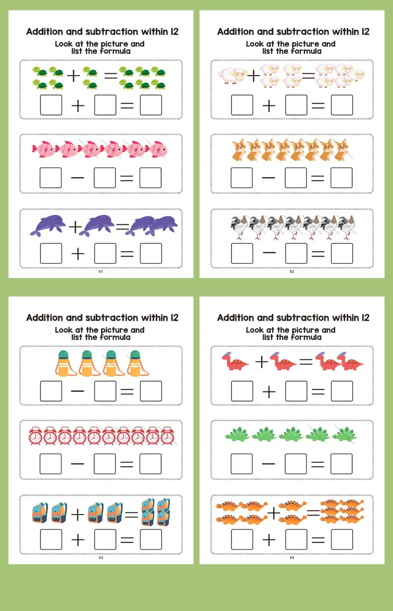 Interactive Math Workbook for Preschool & 1st Grade - Counting, Addition & Subtraction Within 10, Number Relationships, Visual Learning Activities for Home and Classroom