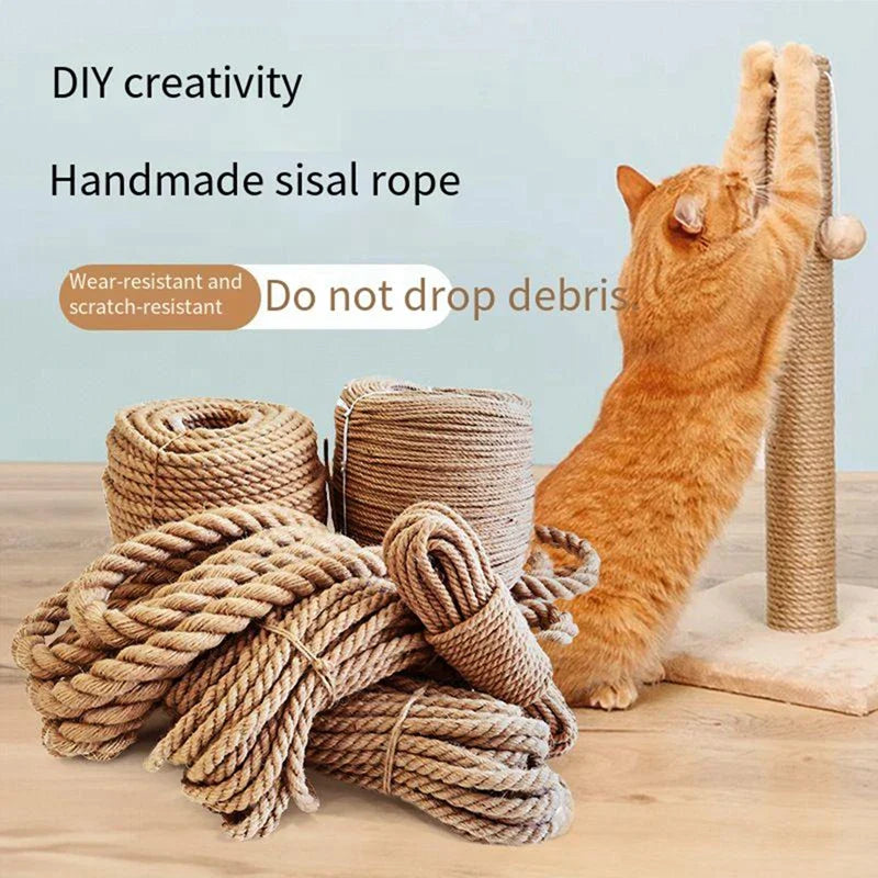 Sisal Hemp Cat Scratching Rope – 20 m (65.6 ft) & 50 m (164 ft) Durable Scratch-Resistant Rope for DIY Cat Trees and Posts