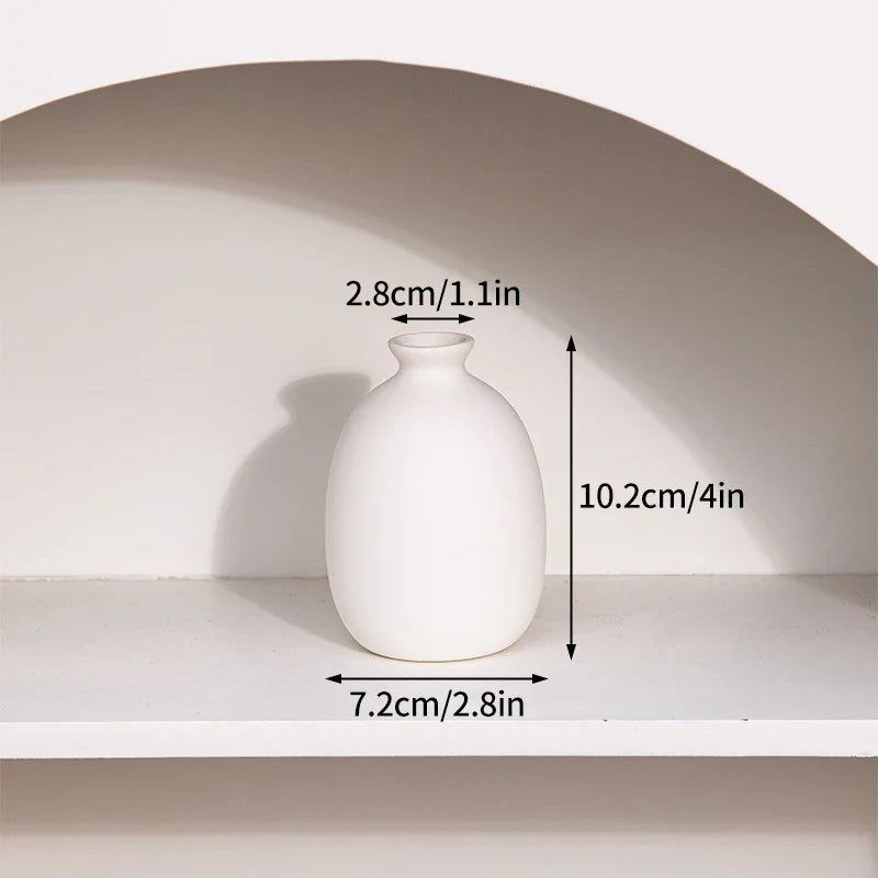 Ceramic Decorative Vase for Dried Flowers & Hydroponic Plants, Modern Table Ornament for Living Room Bedroom Office