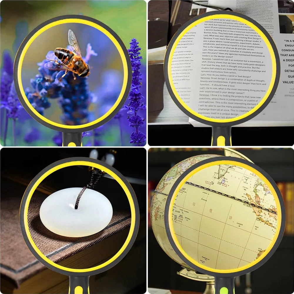 5-10X Adjustable Magnifying Glass with Non-Slip Rubber Handle, Kids Nature Explorer & Senior Reading Magnifier
