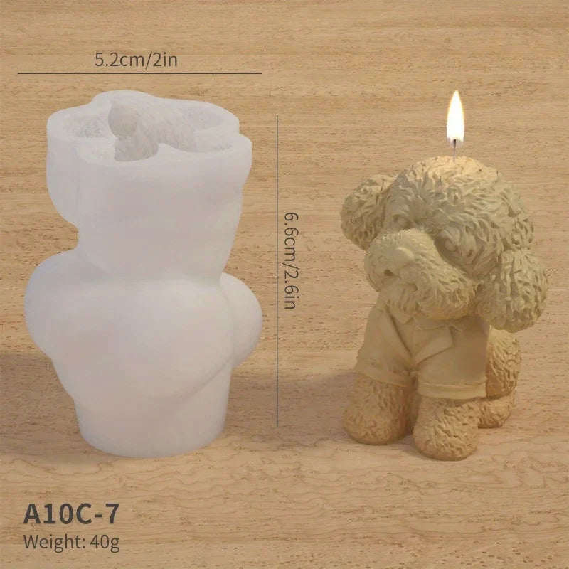 DIY Dog Silicone 3D Mold for Candles, Resin, Soap & Fondant — 3.0×2.2×2.2 in (7.5×5.5×5.5 cm)