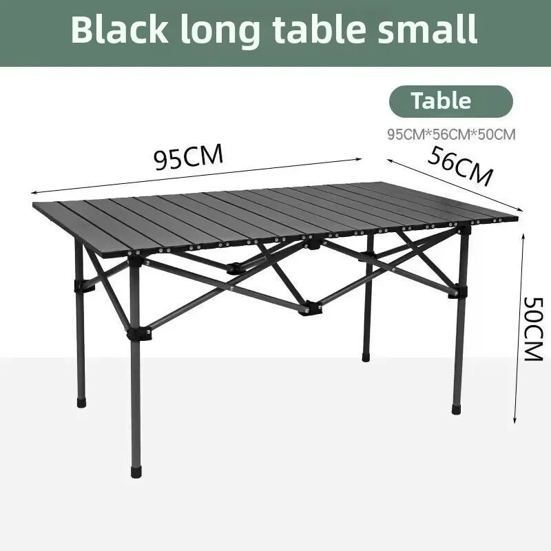 Portable Roll-Up Folding Camping Table with Carry Bag – Lightweight Outdoor Picnic & BBQ Table – 95cm / 120cm (37.4" / 47.2")