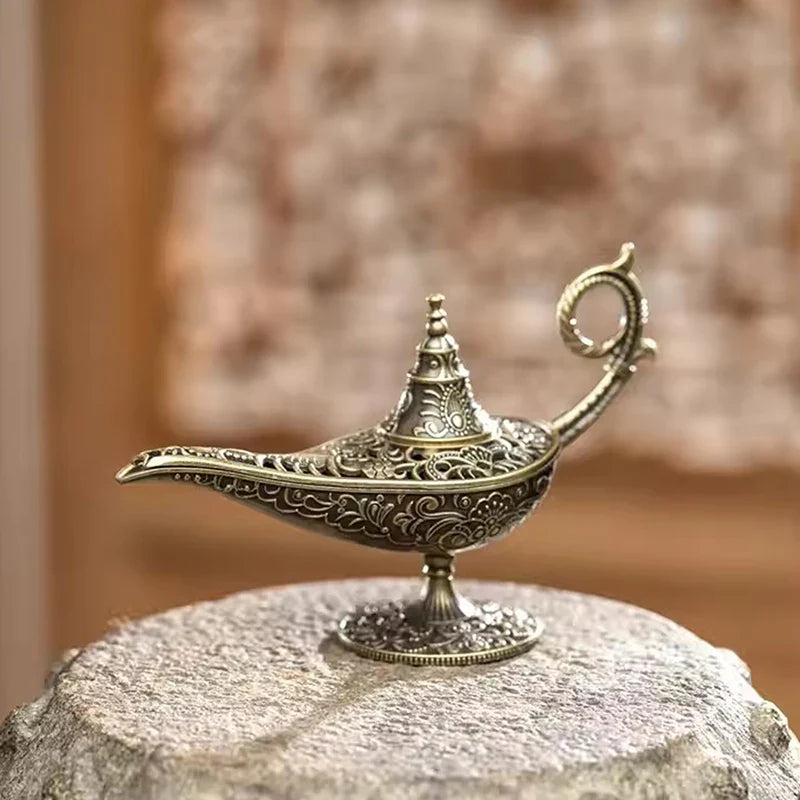 Antique Style Metal Incense Burner Lamp Candle Holder, Conical Aromatherapy Home Decor Gift