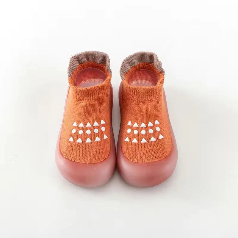 Unisex Toddler First Walkers Slip-On Soft Sole Baby Socks Shoes - Breathable Polyester Upper, Rubber Outsole (Ages 4-6)