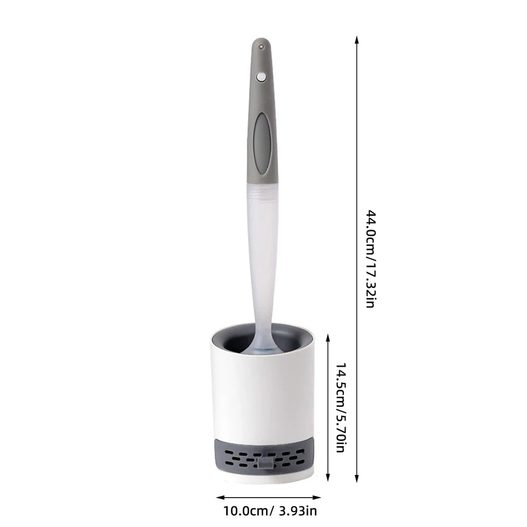 Refillable Silicone TPR Toilet Brush with Water Spray, 40 cm (15.7 in) Long Handle, Wall-Mounted Bathroom Cleaner