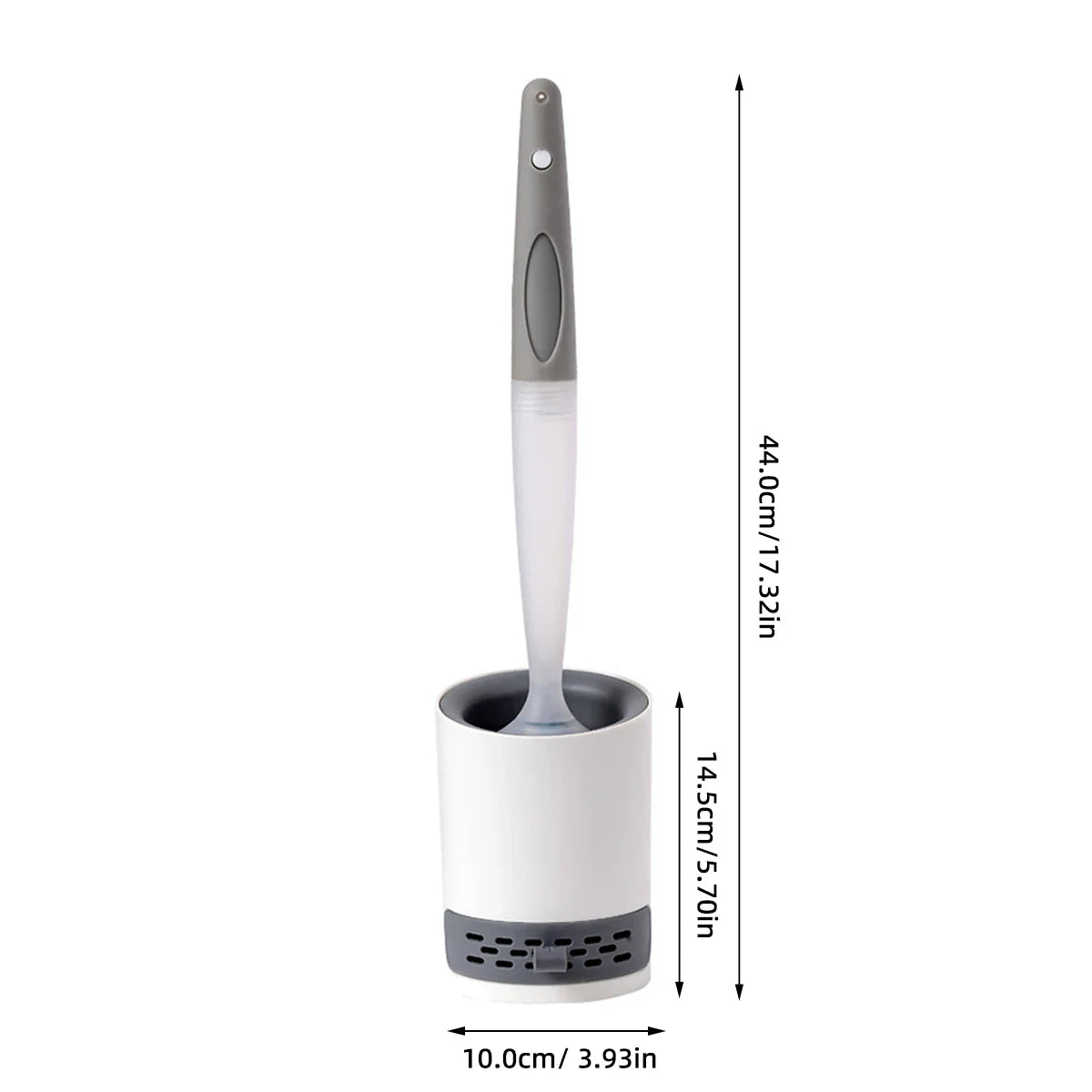 Refillable Silicone TPR Toilet Brush with Water Spray, 40 cm (15.7 in) Long Handle, Wall-Mounted Bathroom Cleaner