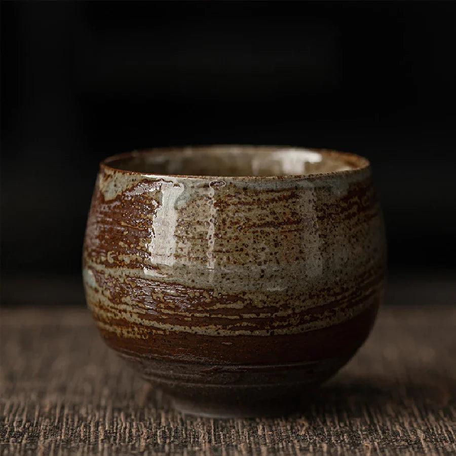 Japanese-Style Handmade Rough Pottery Tea Cup Ceramic Kung Fu Single Cup Antique Style Gift