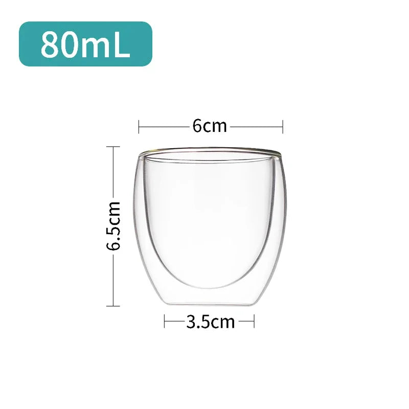 Double Wall Borosilicate Glass Mug - Heat-Resistant Insulated Tumbler for Coffee, Tea, Whiskey, Beer & Cocktails - Gift