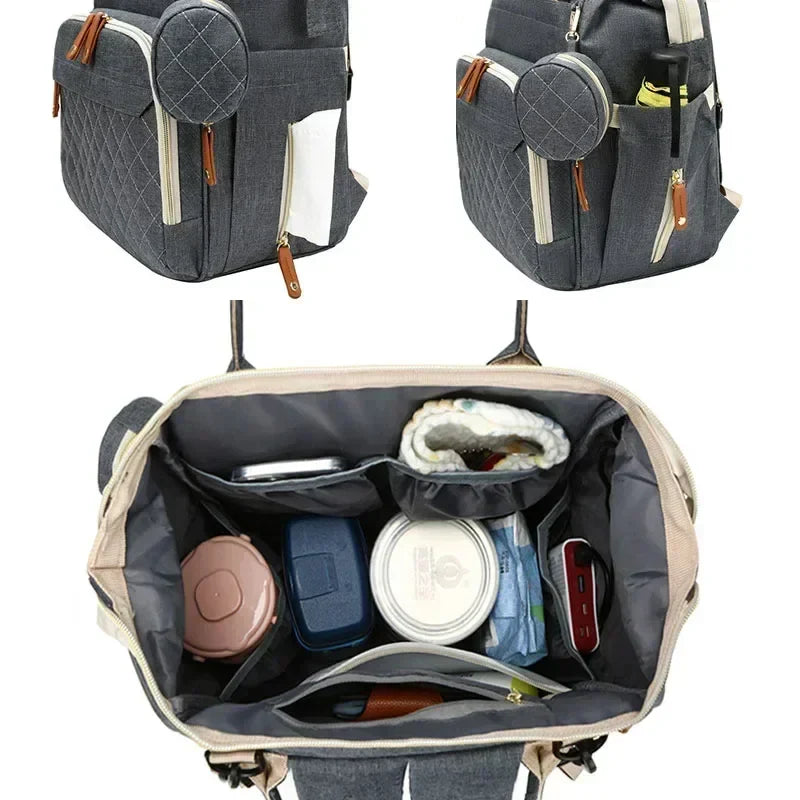 Large Waterproof Diaper Bag Backpack with USB Charging Port – 20–35L Maternity Nappy Bag with Insulated Bottle Pockets & Wet/Dry Separation