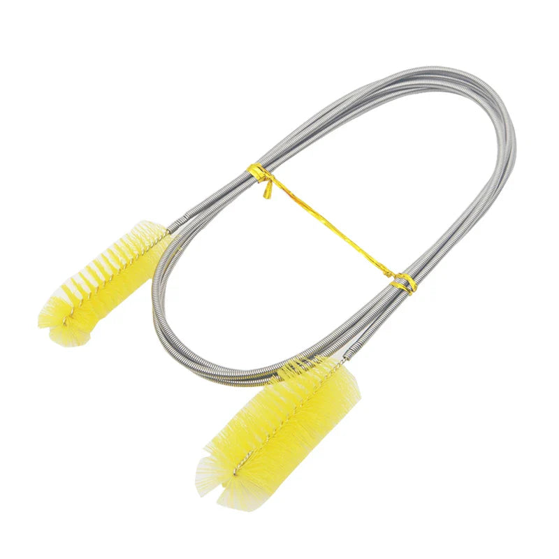 Flexible Aquarium Hose & Air Tube Cleaner — Stainless Steel Double-Head Brush with Nylon Bristles, 90 cm (35.4 in) or 155 cm (61 in)