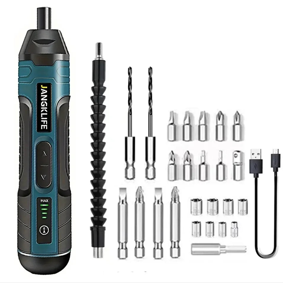 Cordless Electric Screwdriver 3.6V Rechargeable 1300mAh Mini Drill with 6.35mm (1/4") Chuck & Dual LED