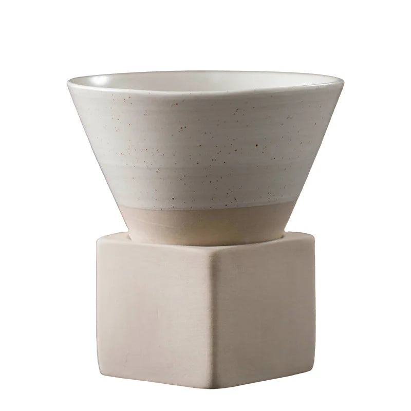 Retro Japanese Triangular Cone Ceramic Tea and Coffee Mug Pottery Porcelain Latte Cup for Home and Office